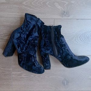 Navy velvet ankle booties Size 8